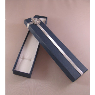 Verpackungs-Box, Karton-Etui mit Schleife blau silber (90004-BL-S)