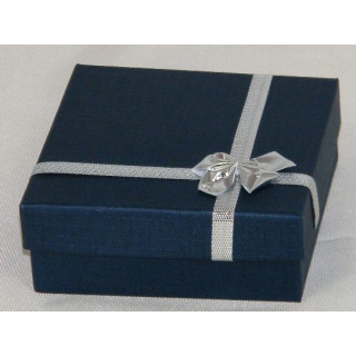 Verpackungs-Box, Karton-Etui mit Schleife blau silber (90005-BL-S)
