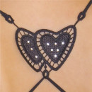 textiler BH-Träger auf dem Rücken gekreuzt mit Herz schwarz (10404-TXBK)