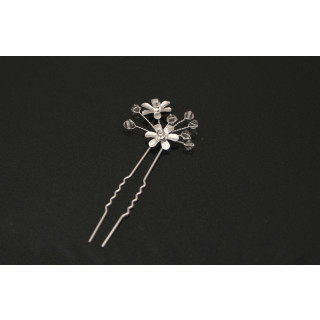 Haarnadel mit Blüten Glasperlen/Strasssteinen