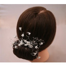 weißes Haargesteck mit Blüten und Strasssteinen